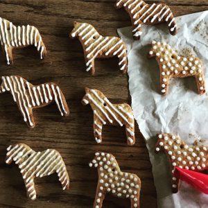 sugar cookie horses decorated with royal icing