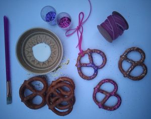 pretzels_glue_ribbon_and_glitter_for_making_decorations