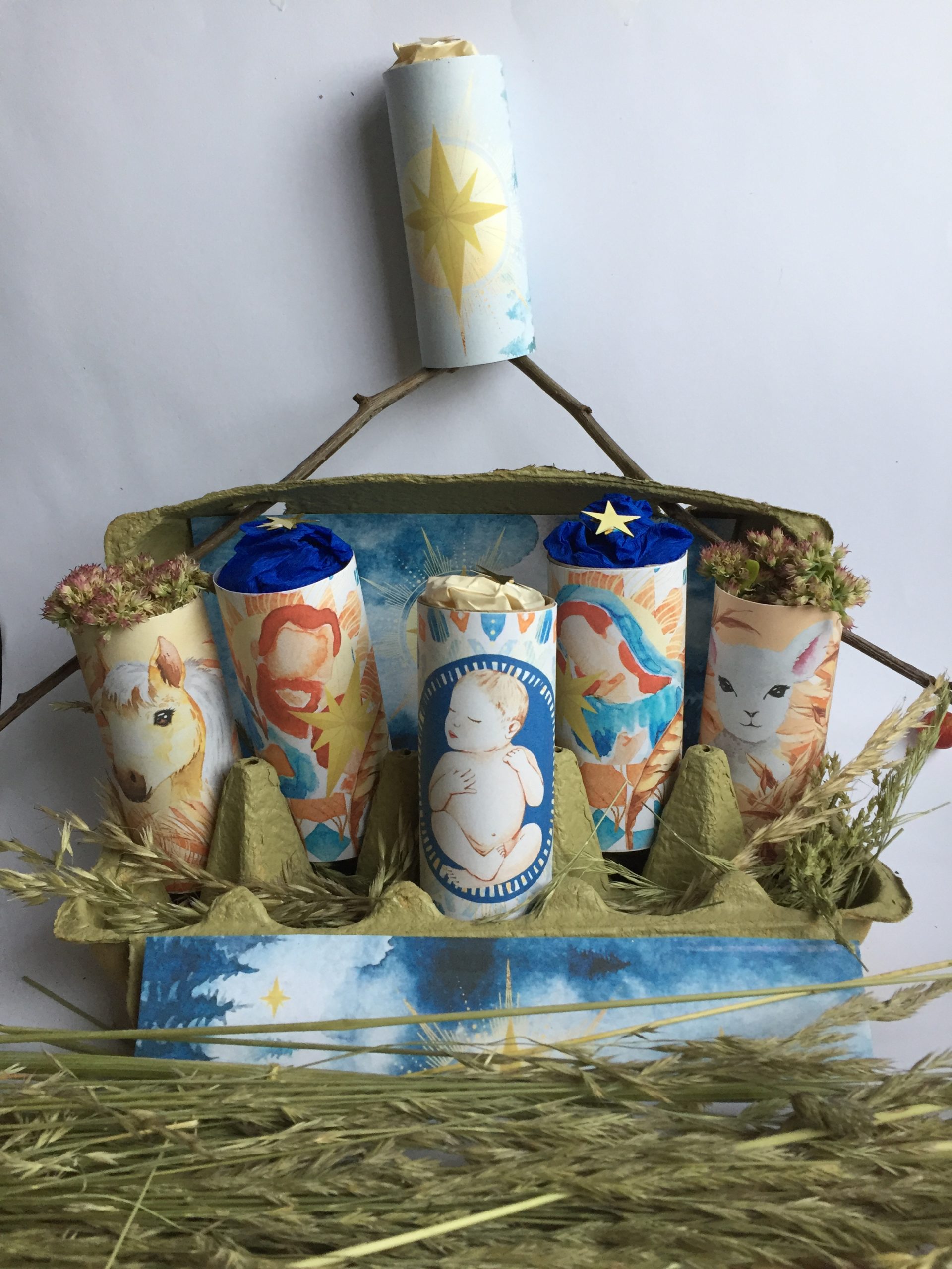 Egg box + toilet roll nativity craft kit – a fun family Christmas craft